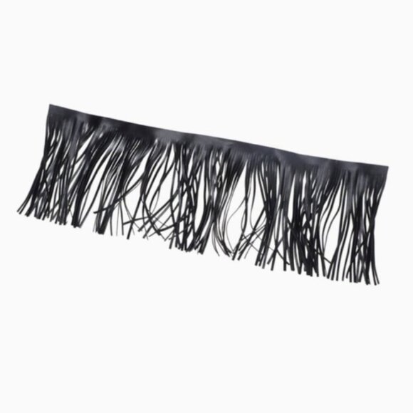 Western Black Faux Leather Fringe Sewing Fringe Trim - Picture 1 of 4
